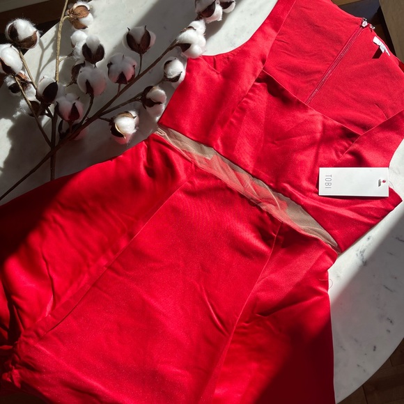 Tobi - HAVEN MESH BABYDOLL DRESS IN RED, M - Picture 2 of 7